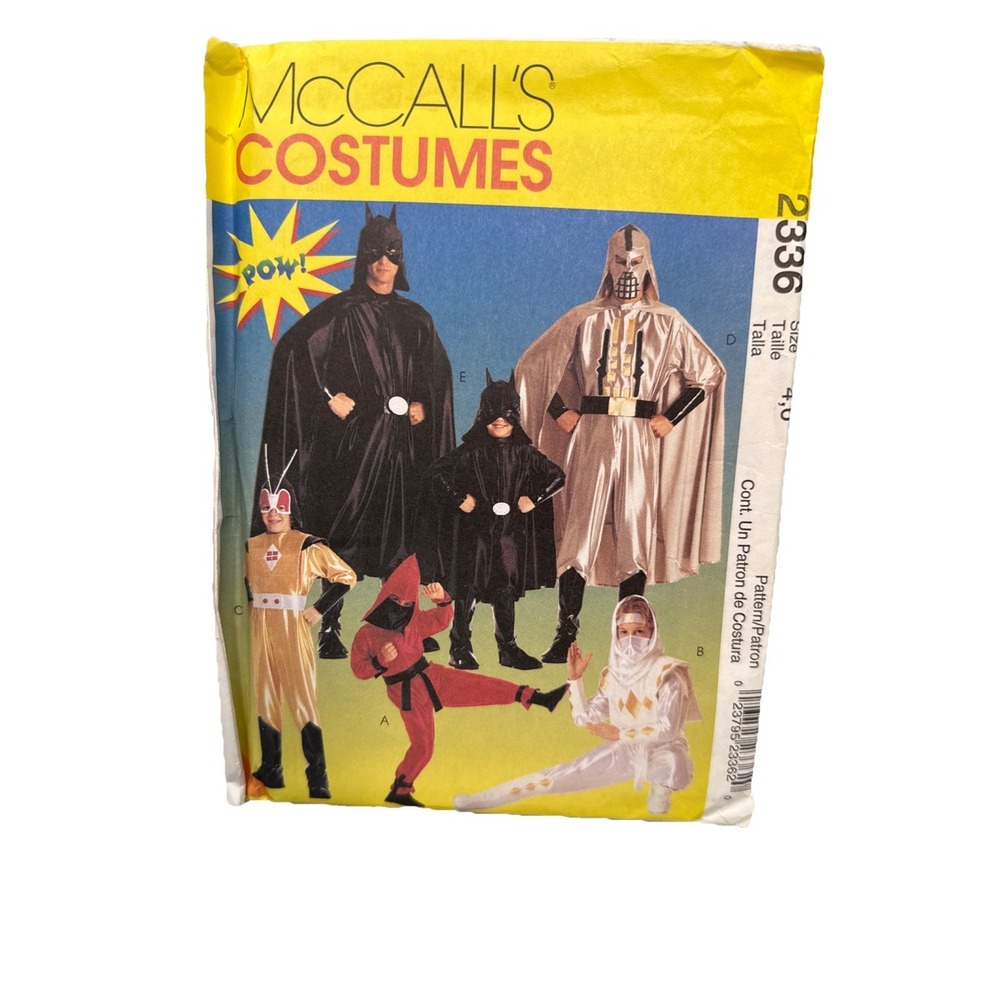 VTG McCalls 2336 Super Hero Costume Sewing Pattern Uncut Child Boys‎ 4-6 Batman